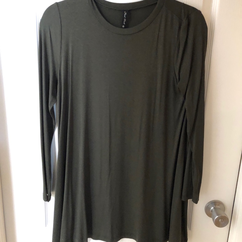 Olive long sleeve tee shirt dress
